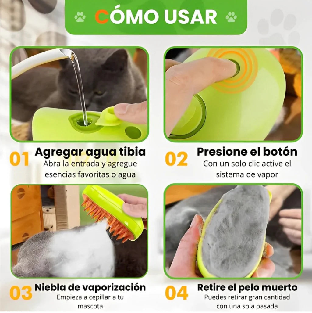 CEPILLO DE VAPOR DE MASCOTAS 3 EN 1