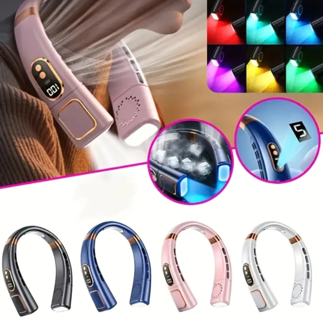 VENTILADOR DE CUELLO PORTATIL CON LUZ LED